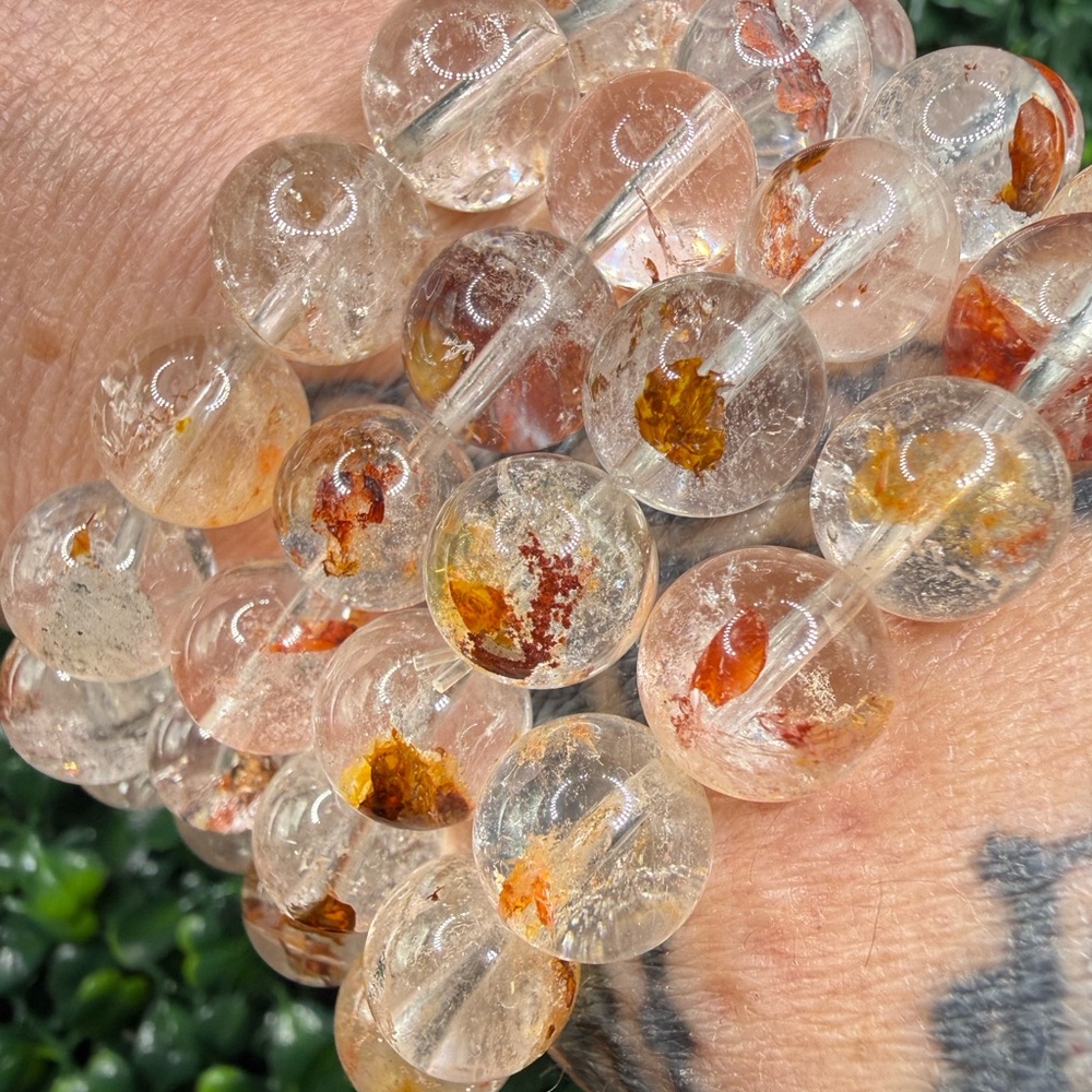 High Quality Natural Fire Quartz 10-11mm Beaded Bracelet - Picture 3 of 6
